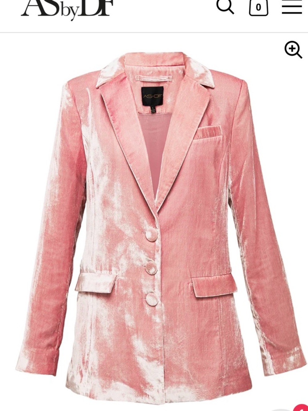 AS by DF | Fiona Velvet Boyfriend Blazer | Small